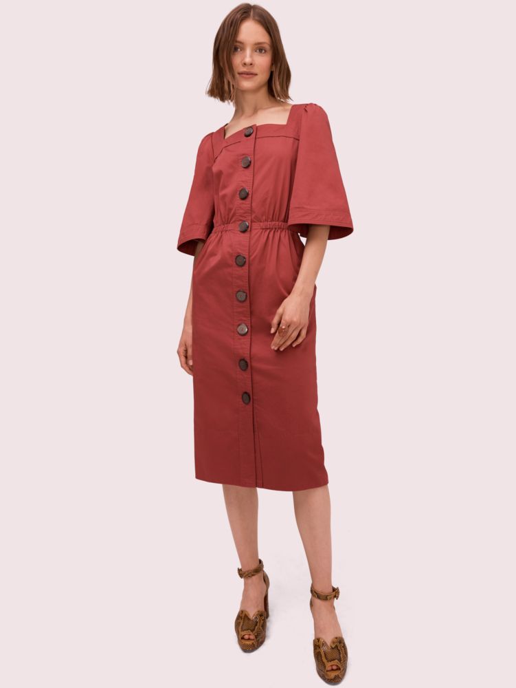 Women's red jasper button front sateen dress | Kate Spade New York NL