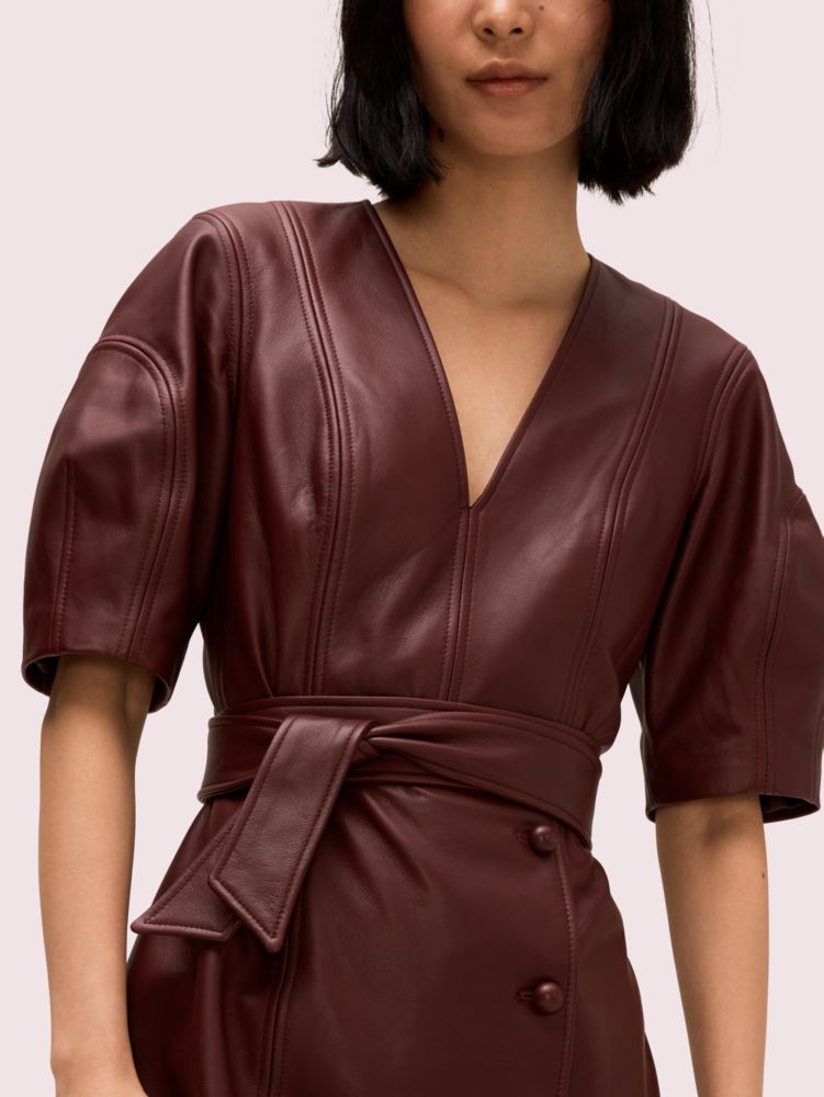 Women's cherry wood leather tie waist dress | Kate Spade New York NL