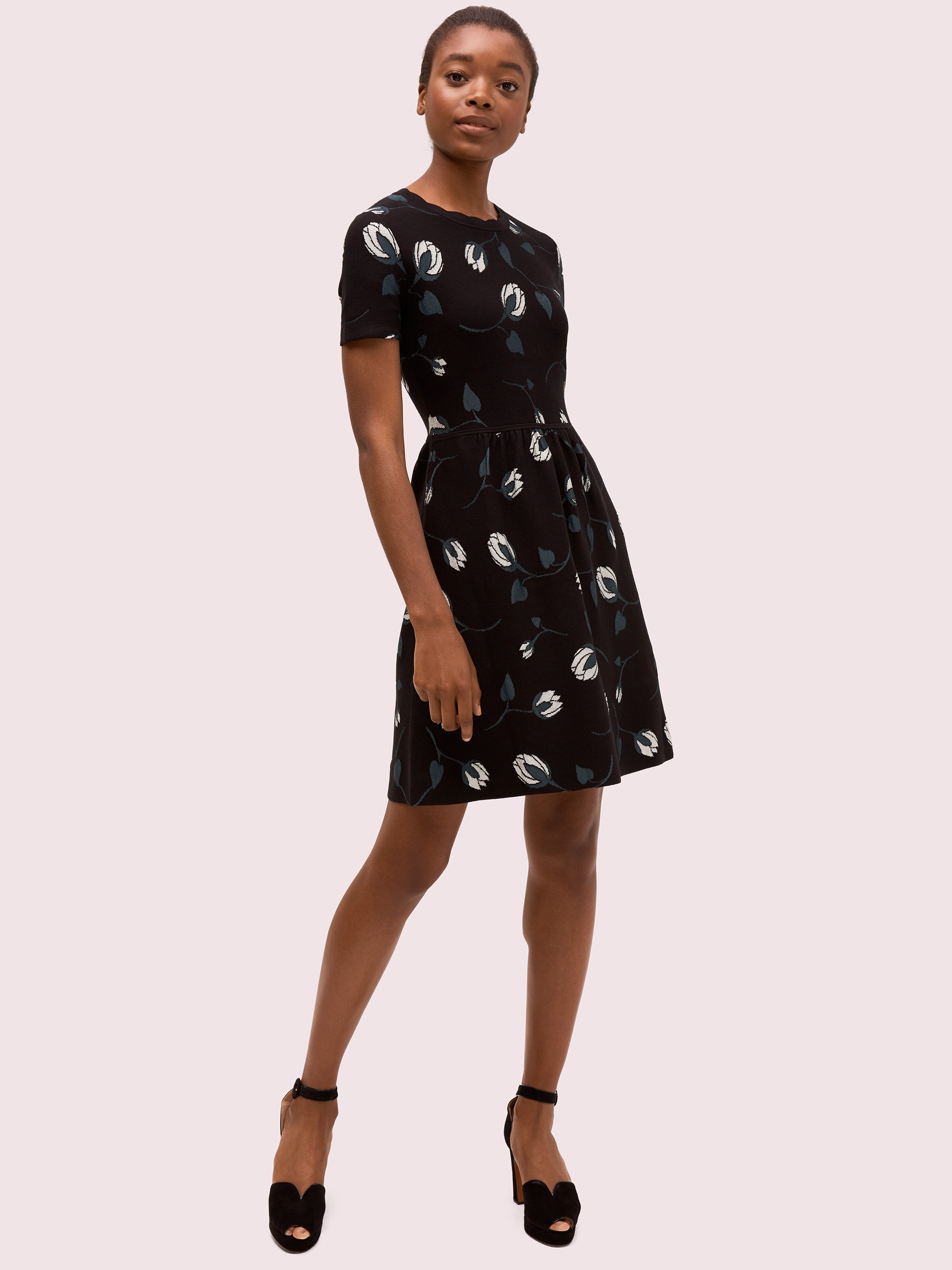 Women's black deco bloom sweater dress | Kate Spade New York NL