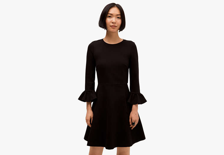 Bell Sleeve Ponte Dress, Black, Product image number 0
