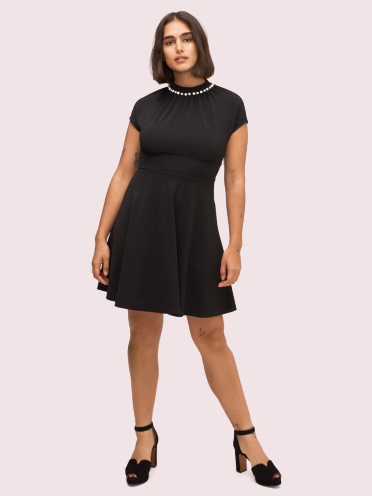 kate spade black dress with pearls