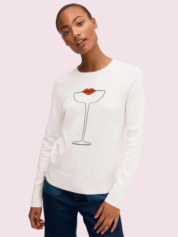 Women's french cream cocktail kiss sweater | Kate Spade New York NL
