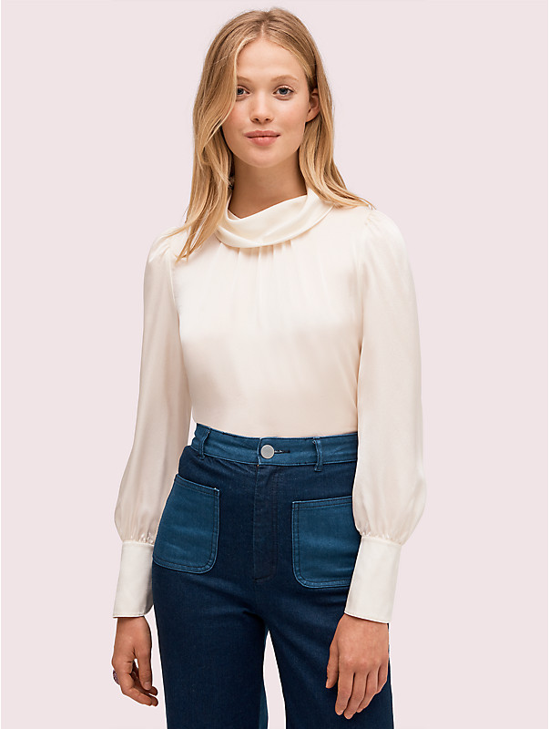 Women's french cream silk charmeuse blouse | Kate Spade New York
