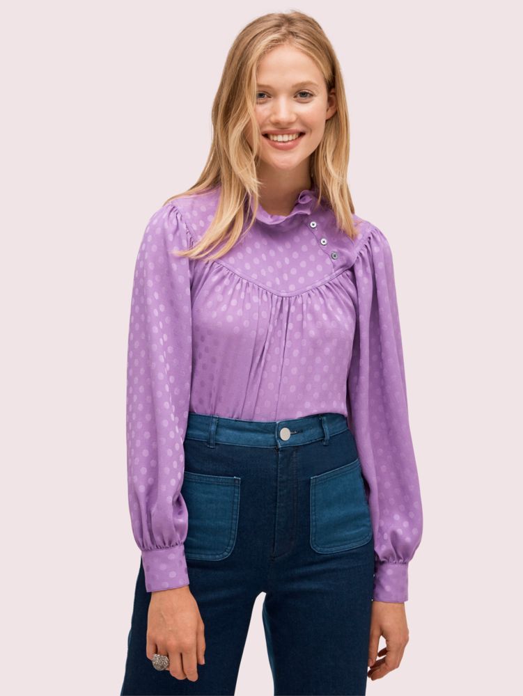 lavender ruffle blouse