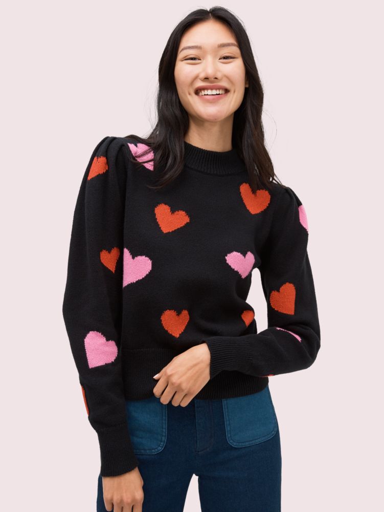 Women's black hearts mockneck sweater | Kate Spade New York Ireland