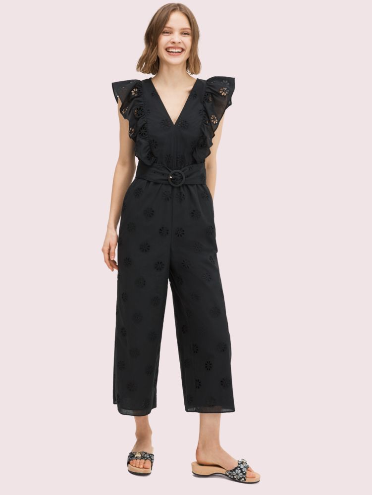 Women's black spade clover eyelet jumpsuit | Kate Spade New York NL