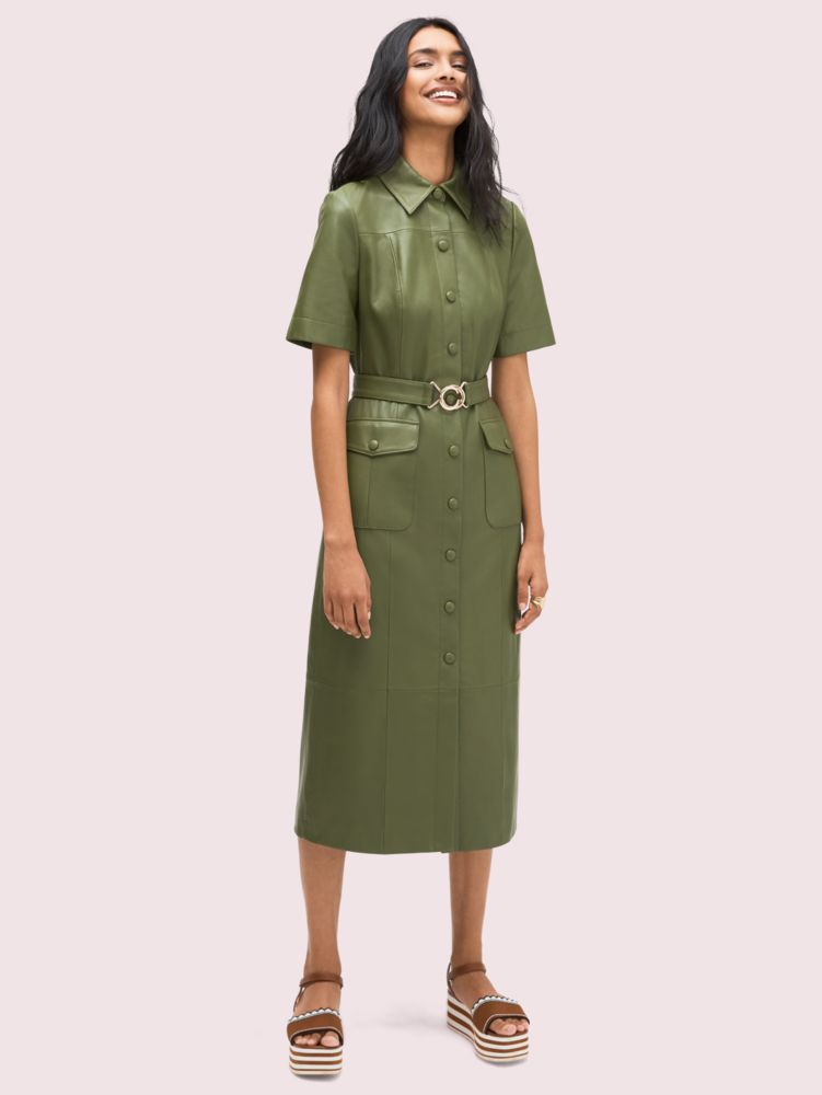 belted leather shirtdress | Kate Spade 