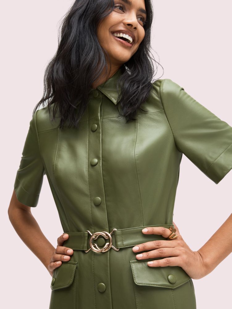 Women's lichen_ belted leather shirtdress | Kate Spade New York NL