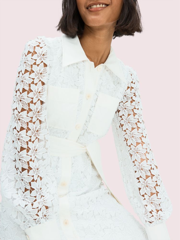 Women's fresh white leaf lace shirtdress | Kate Spade New York NL