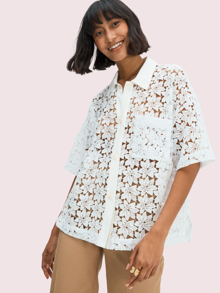 Women's fresh white leaf lace blouse | Kate Spade New York NL
