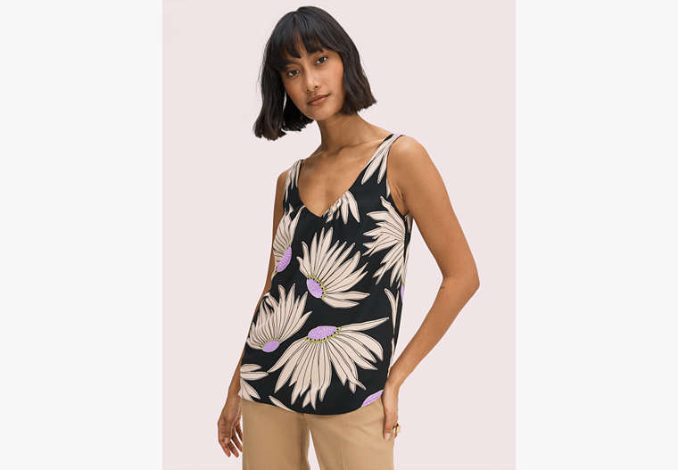 Falling Flower Sleeveless Top, Black, Product image number 0