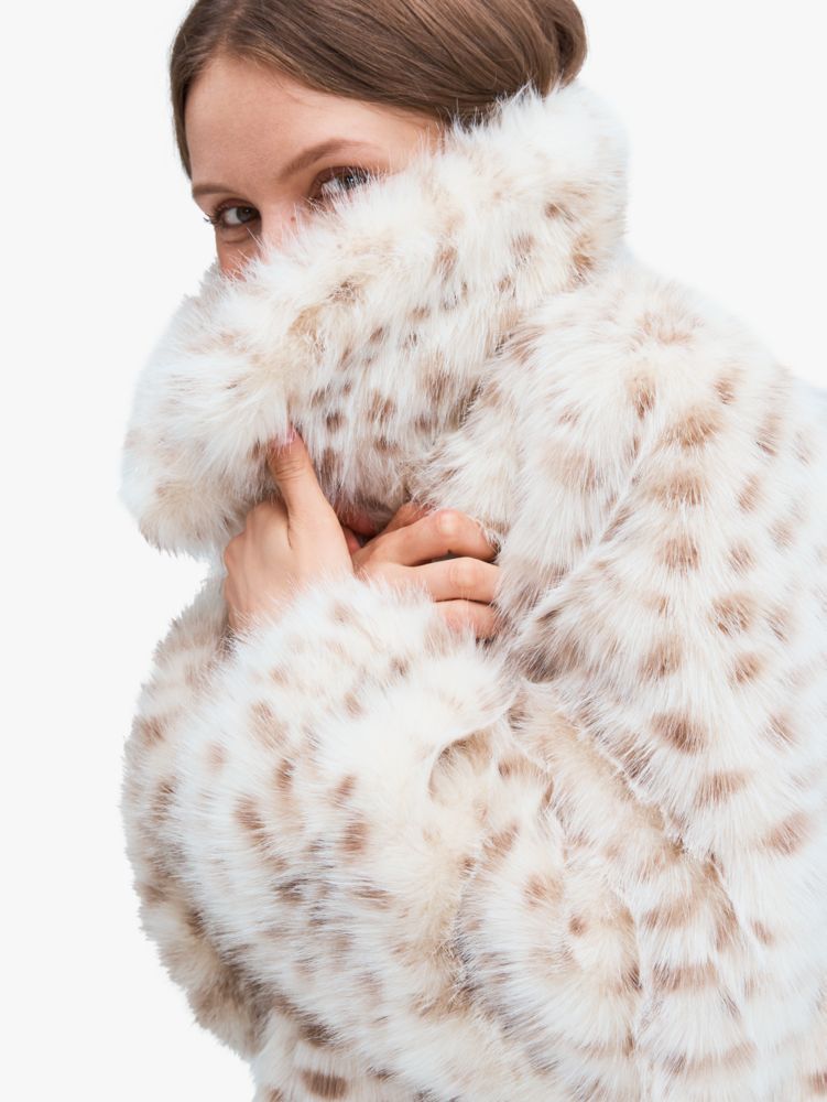 Women's light cobblestone spotted faux fur jacket | Kate Spade New York NL
