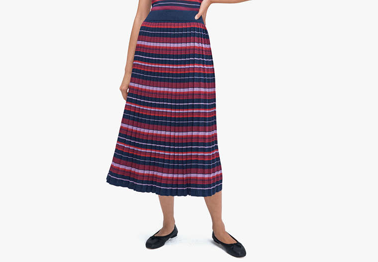 Striped Pleated Skirt, Interstellar Blue, Product image number 0