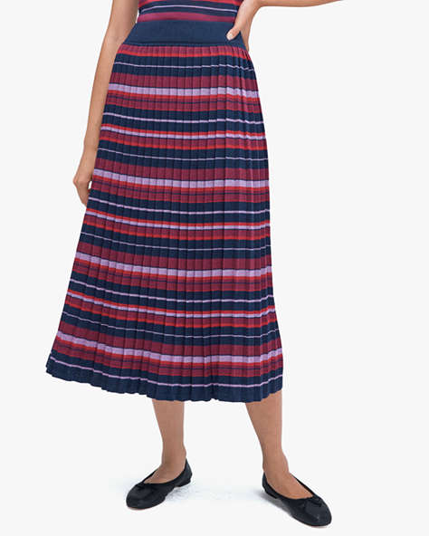 Striped Pleated Skirt, Interstellar Blue, ProductTile
