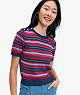 Striped Short Sleeve Sweater, Interstellar Blue, ProductTile