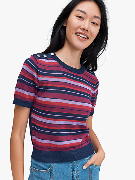 striped short sleeve sweater