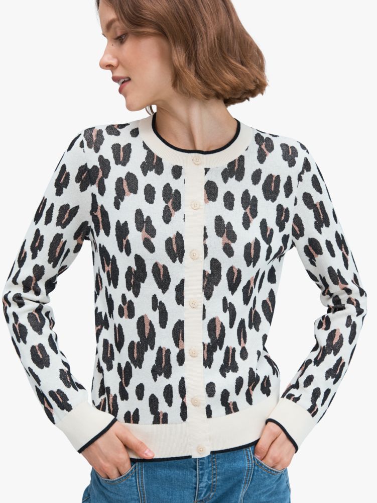 Leopard Signature Cardigan, Calcium, Product