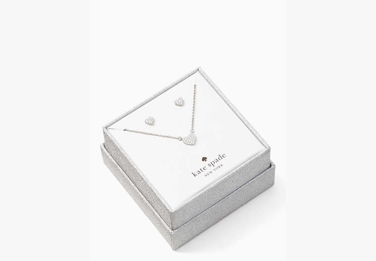 Yours Truly Pave Studs And Mini Pendant Set, Clear/Silver, Product