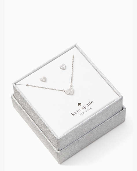 Yours Truly Pave Studs And Mini Pendant Set, Clear/Silver, ProductTile