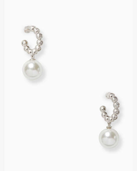 Modern Pearls Drop Huggies, Cream, ProductTile