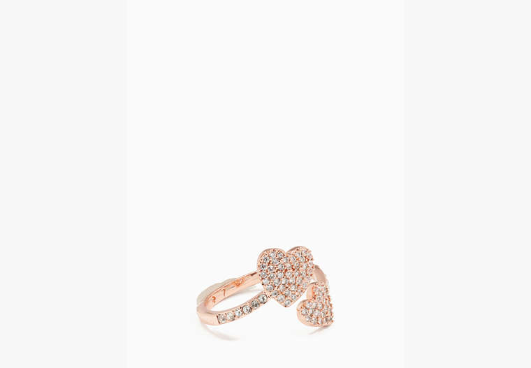Yours Truly Pave Heart Ring, Clear/Rose Gold, Product image number 0
