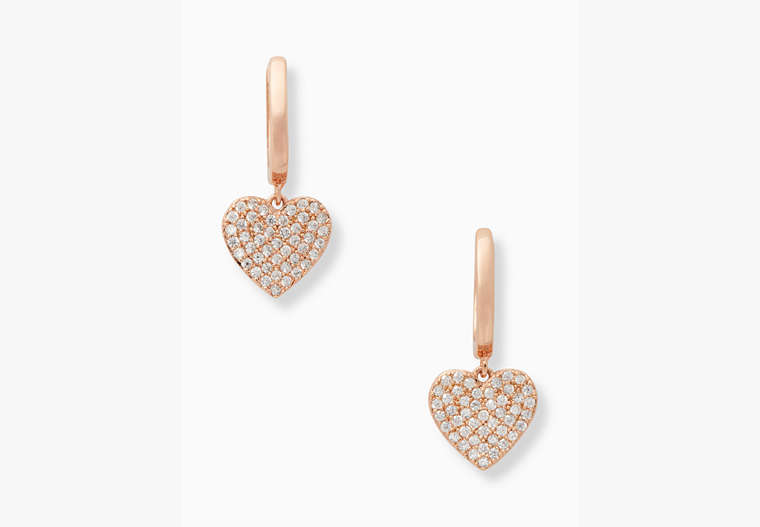 Yours Truly Pave Heart Drop Earrings, Clear/Rose Gold, Product image number 0