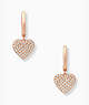 Yours Truly Pave Heart Drop Earrings, Clear/Rose Gold, ProductTile