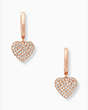 Yours Truly Pave Heart Drop Earrings, Clear/Rose Gold, Product