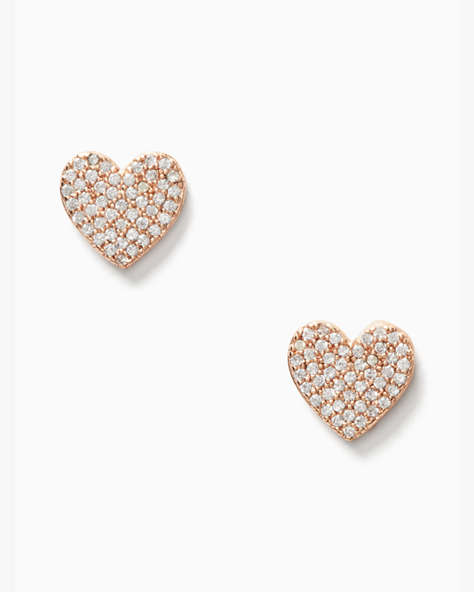 Yours Truly Pave Heart Studs, Clear/Rose Gold, ProductTile