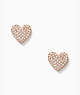 Yours Truly Pave Heart Studs, Clear/Rose Gold, ProductTile