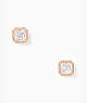 Save The Date Pave Princess Cut Studs, Clear/Rose Gold, ProductTile