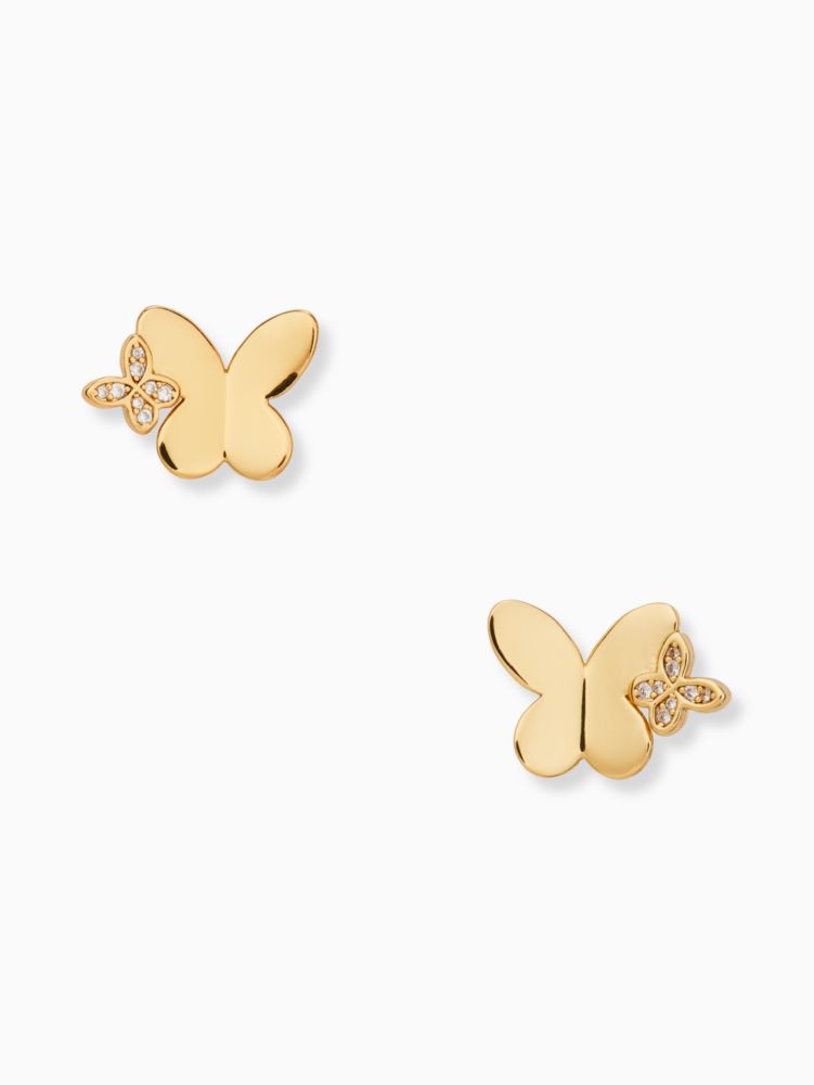 In A Flutter Studs, Clear/Gold, ProductTile