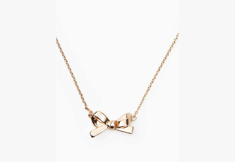 Kate Spade,skinny mini bow mini pendant necklace,necklaces,Rose Gold image number 0