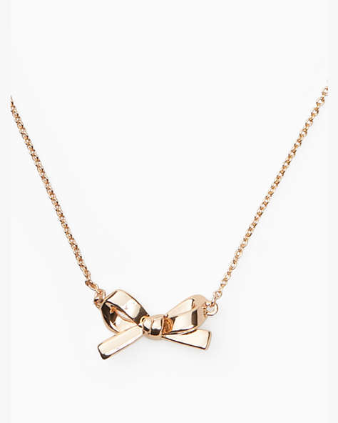 Skinny Mini Bow Mini Pendant Necklace, Rose Gold, ProductTile