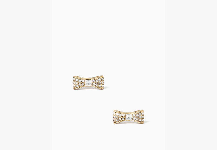 Ready Set Bow Pave Bow Studs, Clear/Gold, Product image number 0