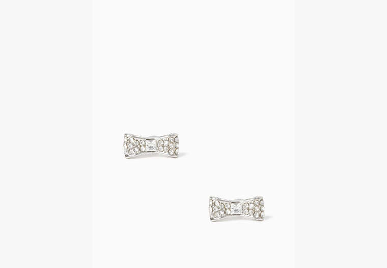 Ready Set Bow Pave Bow Studs, Clear/Silver, Product image number 0