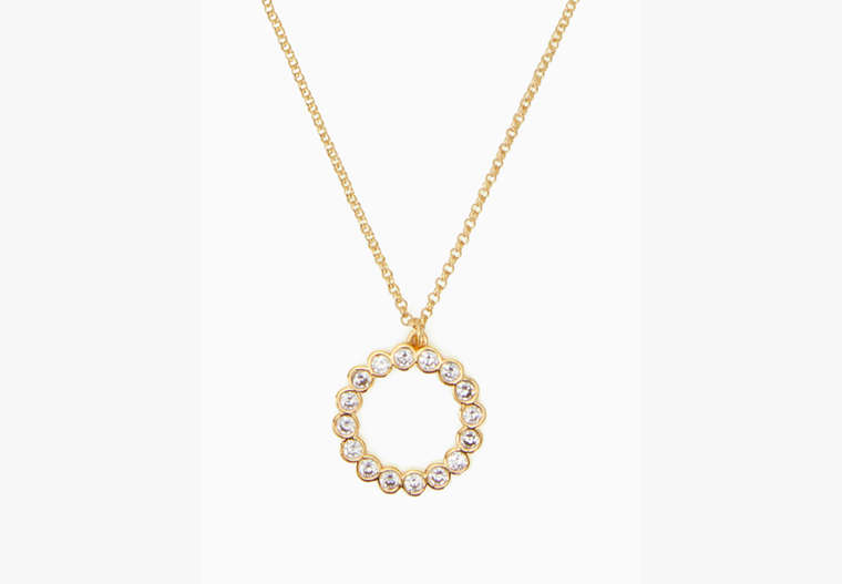 Kate Spade,full circle mini pendant necklace,necklaces,Clear/Gold image number 0