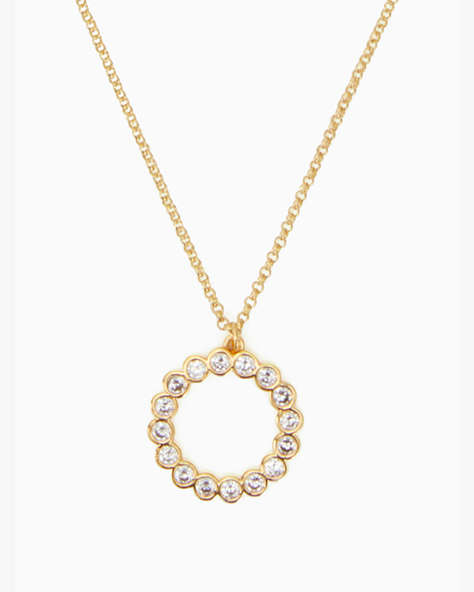 Kate Spade,full circle mini pendant necklace,necklaces,Clear/Gold