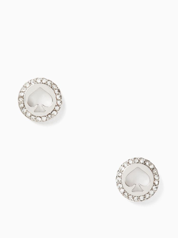 Spot The Spade Pave Halo Spade Studs, Clear/Silver, ProductTile