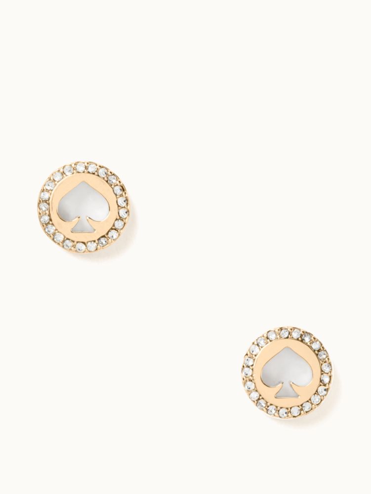 Spot The Spade Pave Halo Spade Studs, Clear/Gold, ProductTile