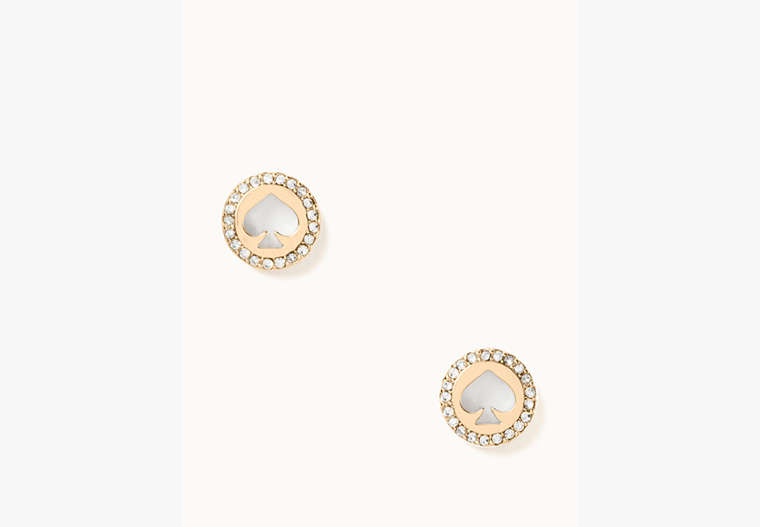 Spot The Spade Pave Halo Spade Studs, Clear/Gold, Product image number 0