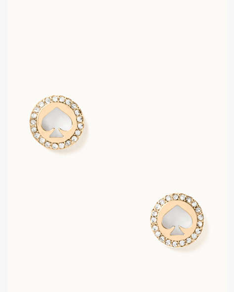 Kate Spade,spot the spade pave halo spade studs,earrings,Clear/Gold