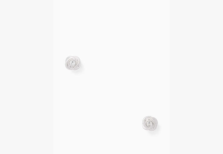Kate Spade,infinity & beyond knot studs,earrings,Clear/Silver image number 0