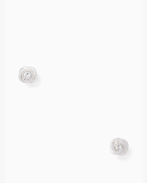 Infinity & Beyond Knot Studs, Clear/Silver, ProductTile