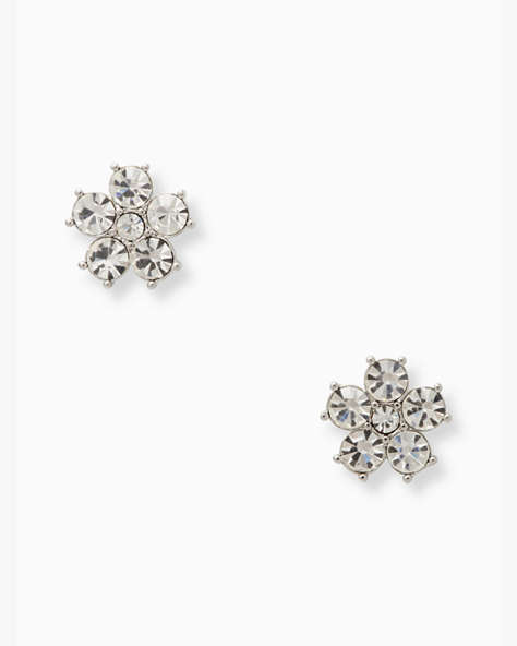 Flower Studs, Clear/Silver, ProductTile