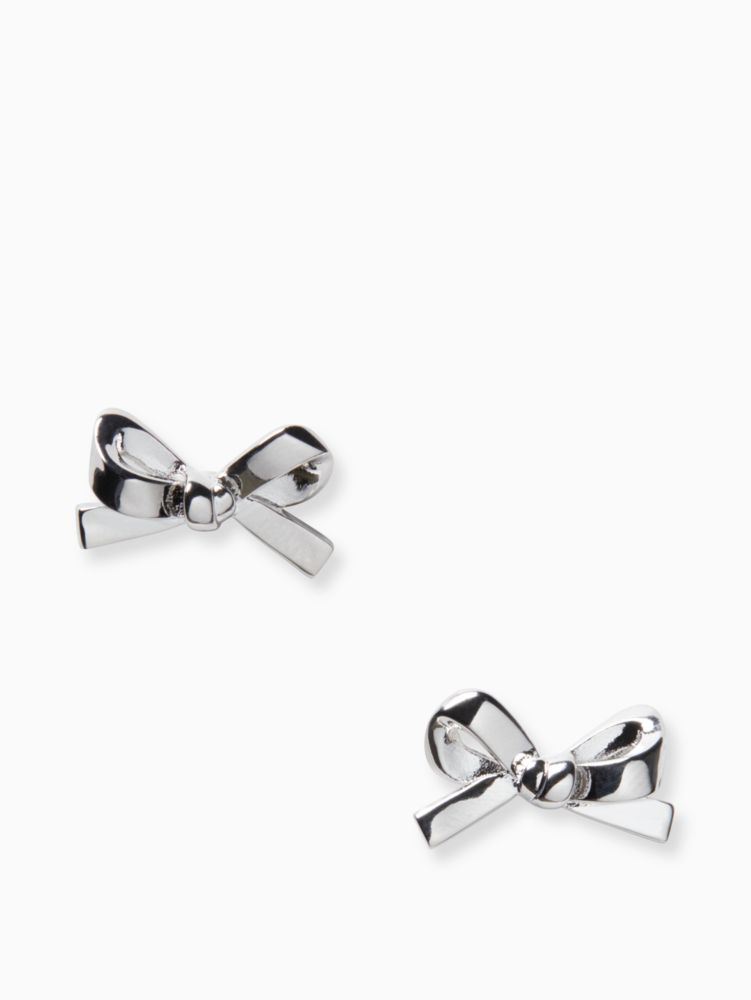 Skinny Mini Bow Studs, Silver, ProductTile