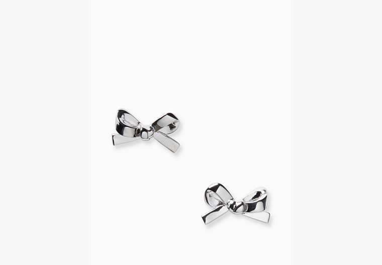 Kate Spade,skinny mini bow studs,Silver image number 0