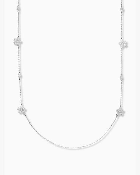 Gleaming Gardenia Flower Scatter Necklace, Clear/Silver, ProductTile