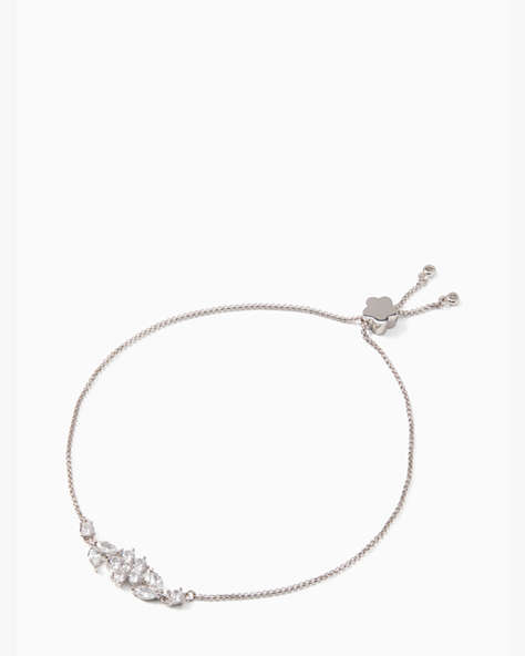 Gleaming Gardenia Flower Slider Bracelet, Clear/Silver, ProductTile