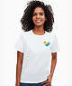 Casual Rainbow Heart Patch Tee, Fresh White, ProductTile